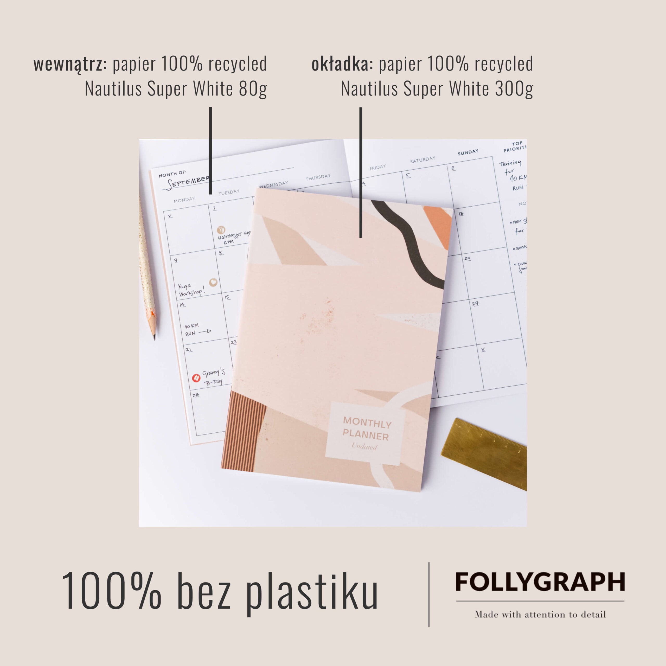 planer miesieczny niedatowany A5 Follygraph