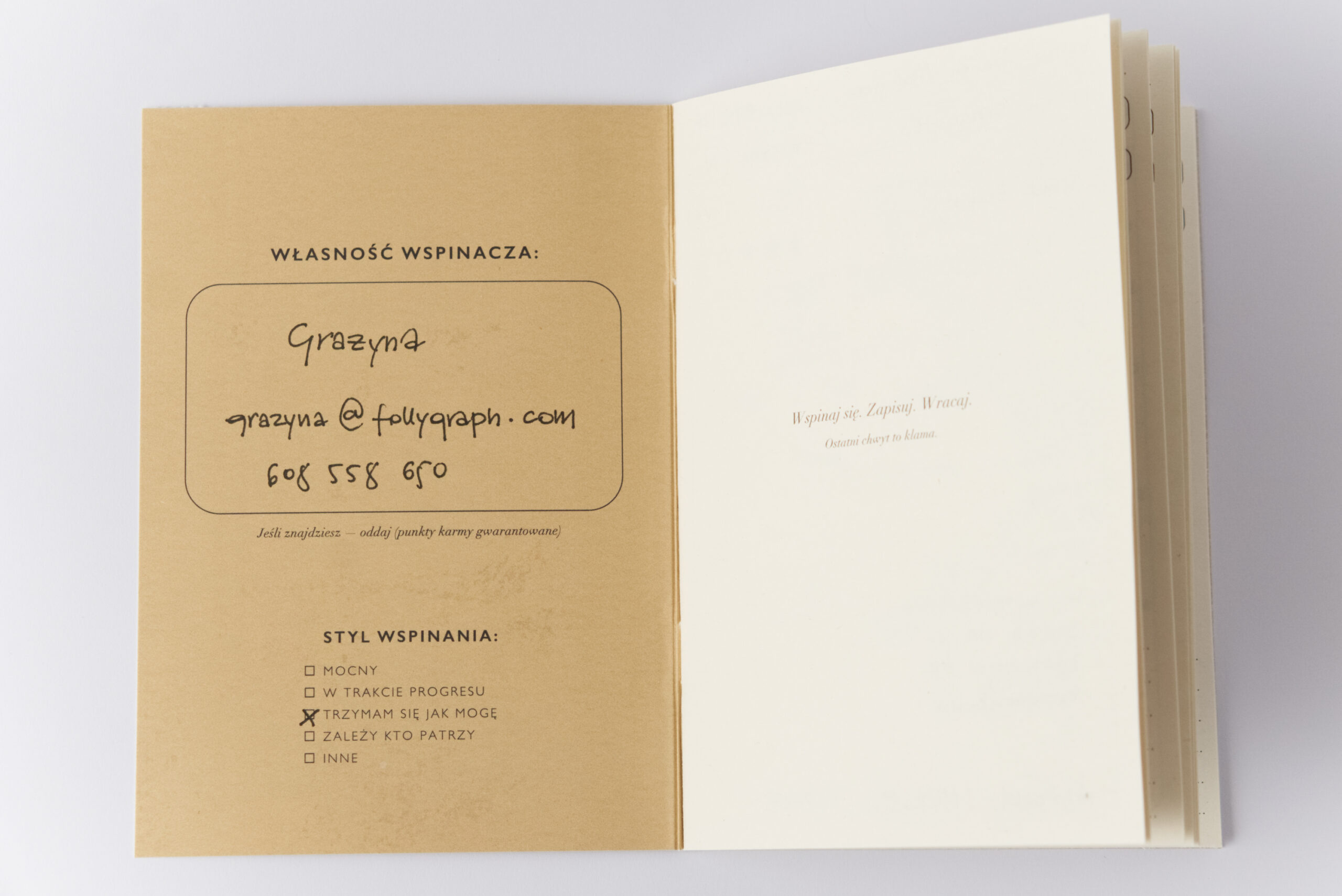 dziennik wspinaczkowy notes przejsc wspinaczka skalkowa taternictwo bouldering notes baldy Follygraph