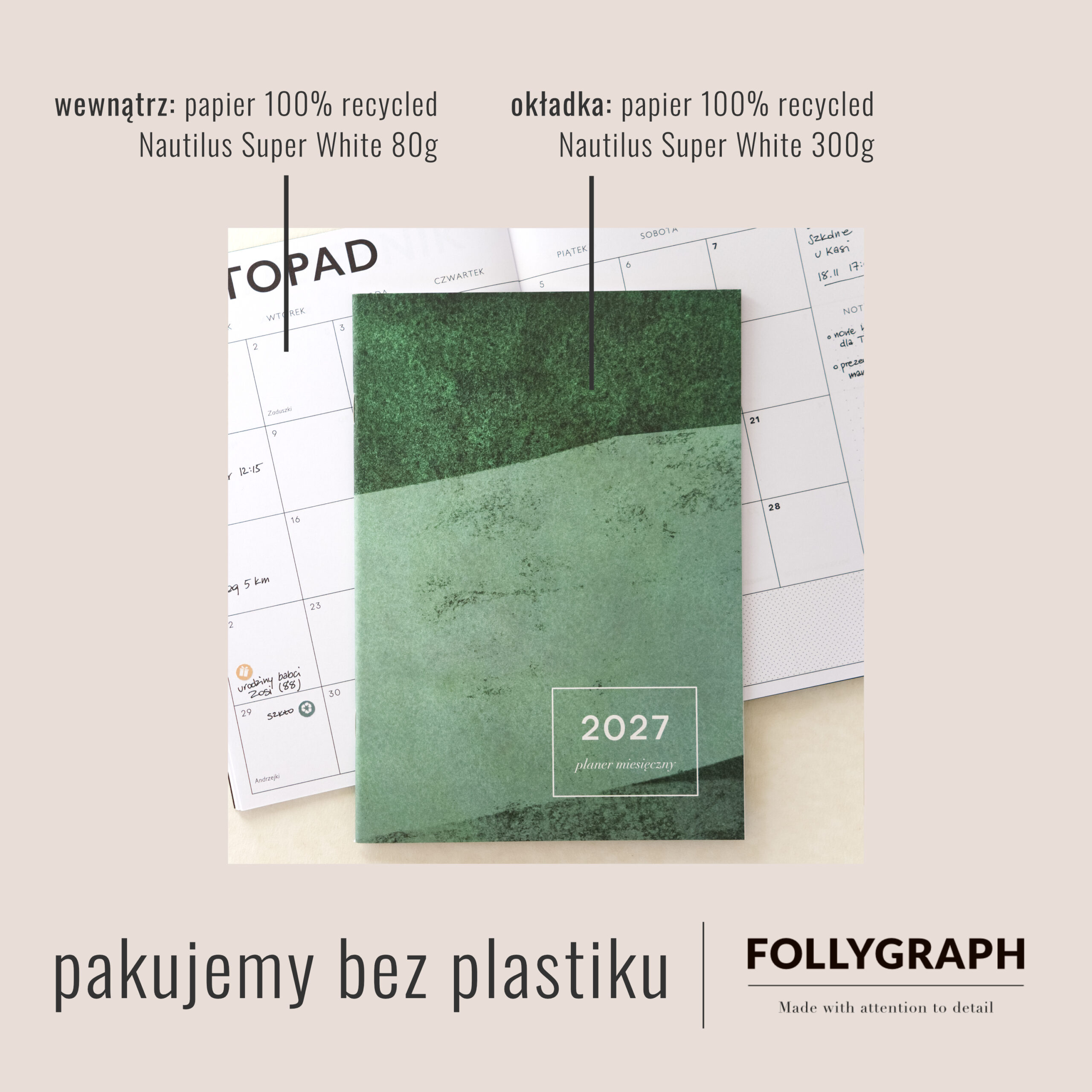 Planer miesieczny A5 Follygraph 2027 2028 2026